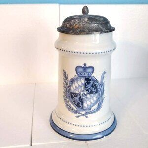 Zimmerman Porcelain German Beer Stein With Pewter Lid From Schrobenhausen